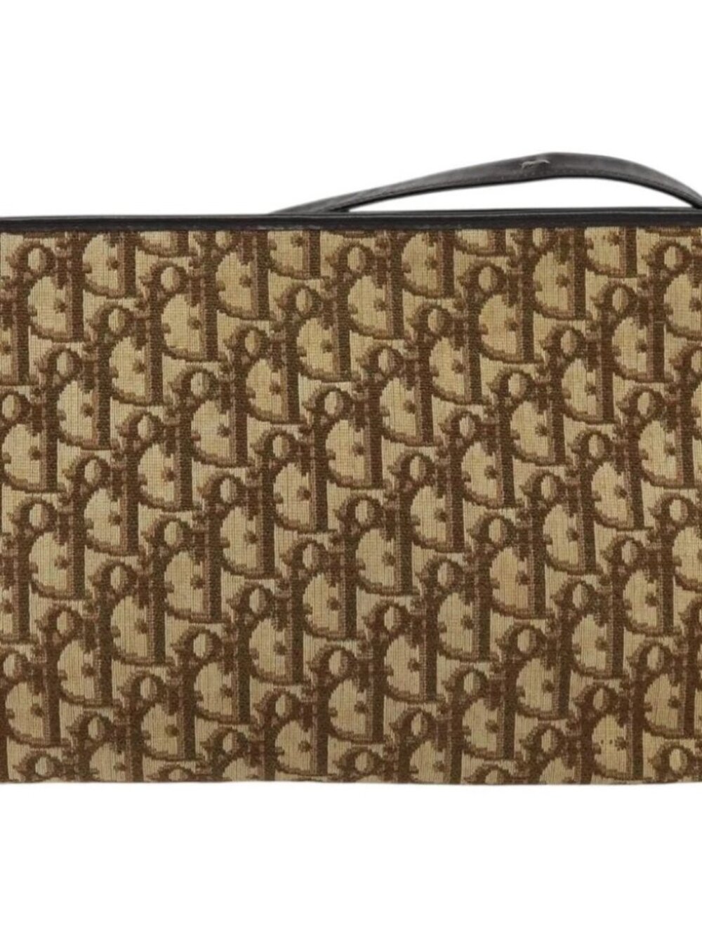 Christian Dior Trotter Canvas Shoulder Bag Beige Gold Auth - Picture 3 of 15